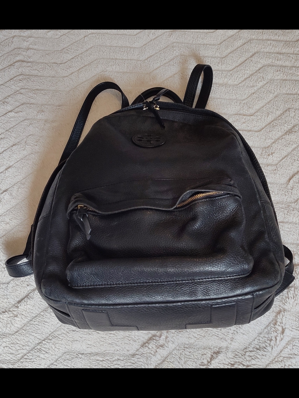 Vintage! Tory Burch Black Leather Backpack - Picture 2 of 16
